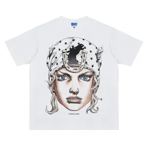 JoJo "Johnny Portrait" Vintage Oversized Tee Anime T-shirt 100% Cotton Original Design Men's Top for Fans Menswear Tshirt Streetwear Crewneck Tropical Shortsleeve Casual men gifts