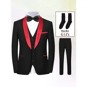 Men Suit Tuxedo Vest Pants Socks for Parties Events Wedding Banquet Adjustable Waistband Classic Men Groomsmen Businessmen Formal Attire Gentlemen Clothing