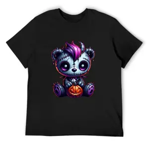 Scare Teddy Bears Print T-shirt Scary Funny Halloween Shirts Short Sleeve Graphic Tee Tops for Men