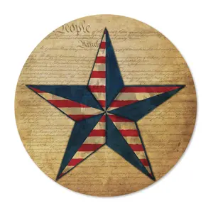 Courtside Market Flag Star I 12" x 12" CircularWood Decor