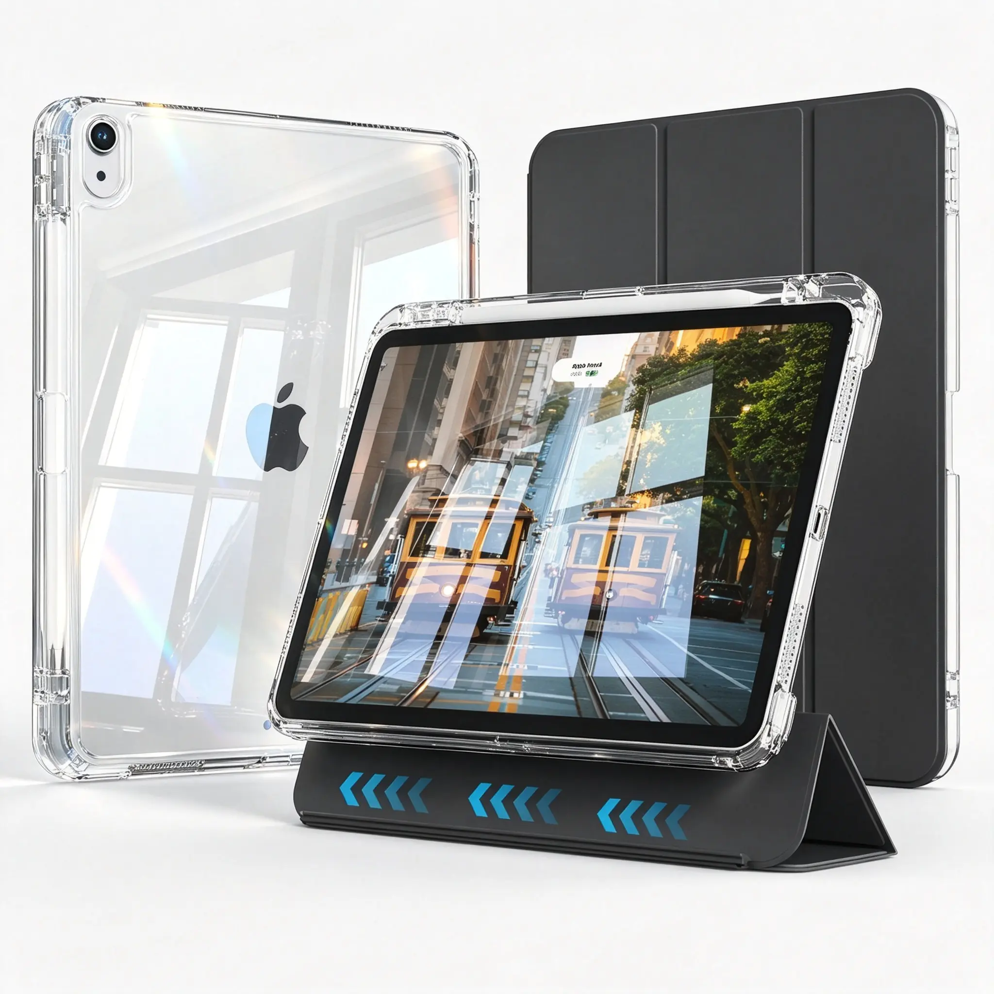 Case for iPad Air 11″(M4/M3/M2),iPad Air 5th/4th Gen 10.9″,iPad(A16)11th/10th Gen 2025/2022 (11″/10.9″),iPad 9th/8th/7th Gen 10.2″,Detachable and independent,Soft TPU Cover & Hard Clear Back Built-in Pencil Slot & Auto Sleep/Wake