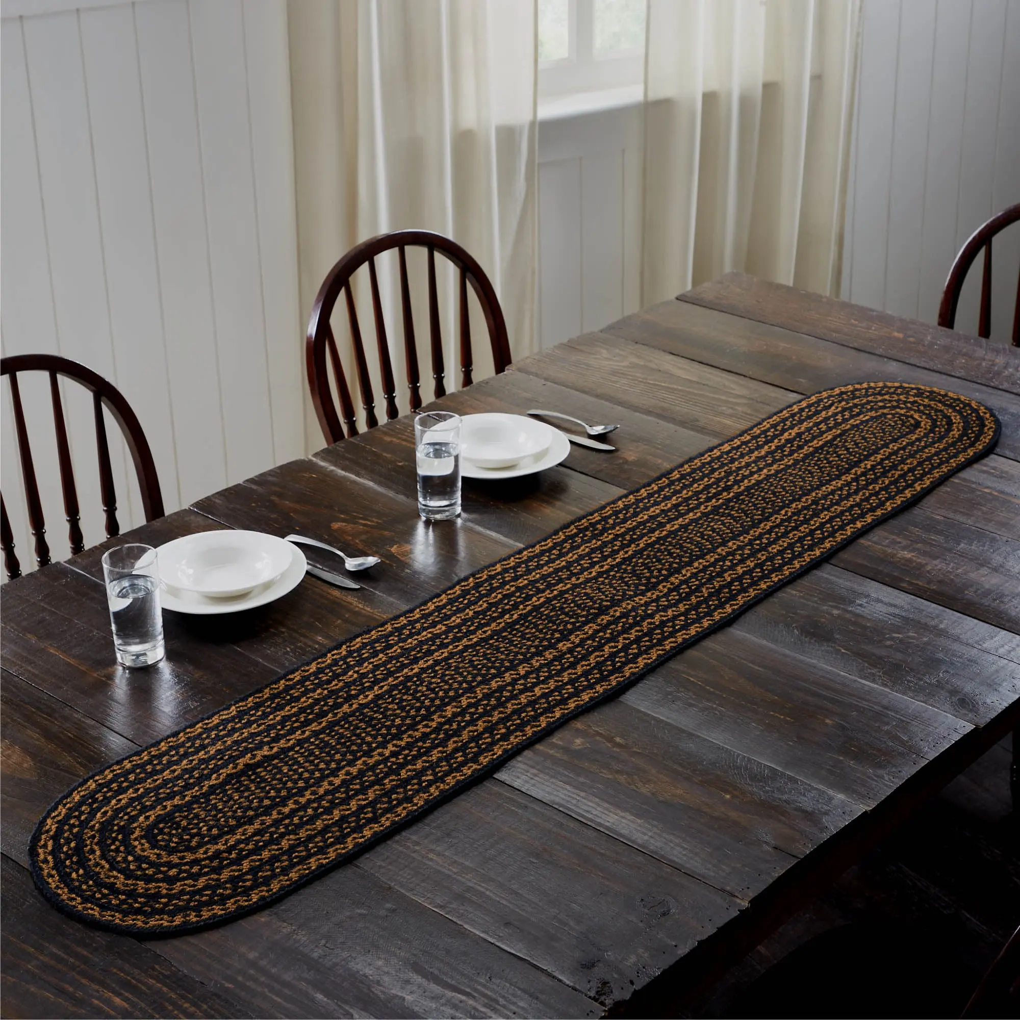 Black & Tan Jute Runner
