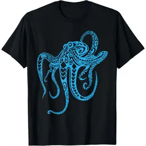 100% Cotton Tribal Octopus Shirt - Polynesian Tribal Shirt - Octopus T-Shirt