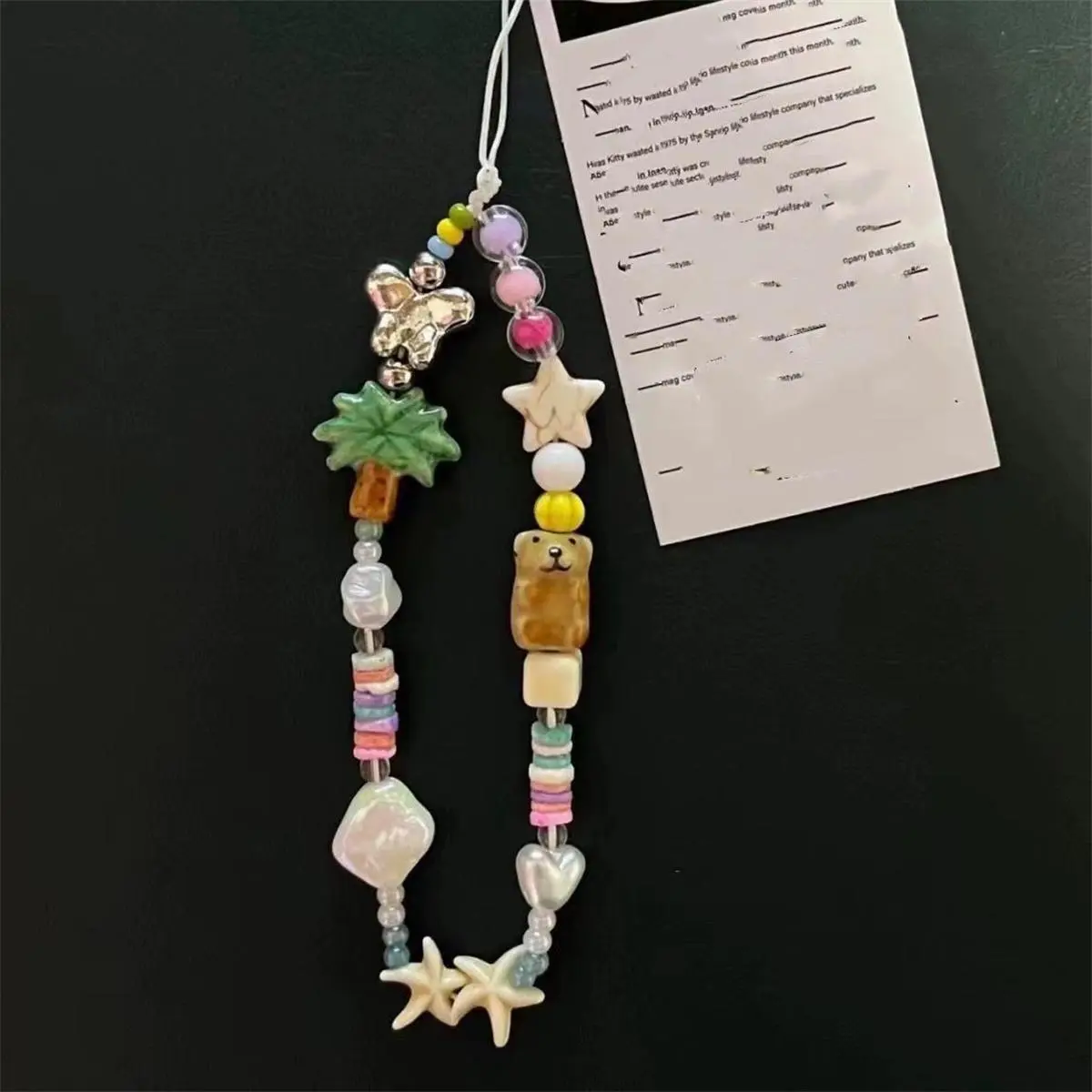 Coconut Tree Starfish  Ccd Camera Hanging Rope Phone Case Hanging Piece Anti Release Rope Diy Bead String