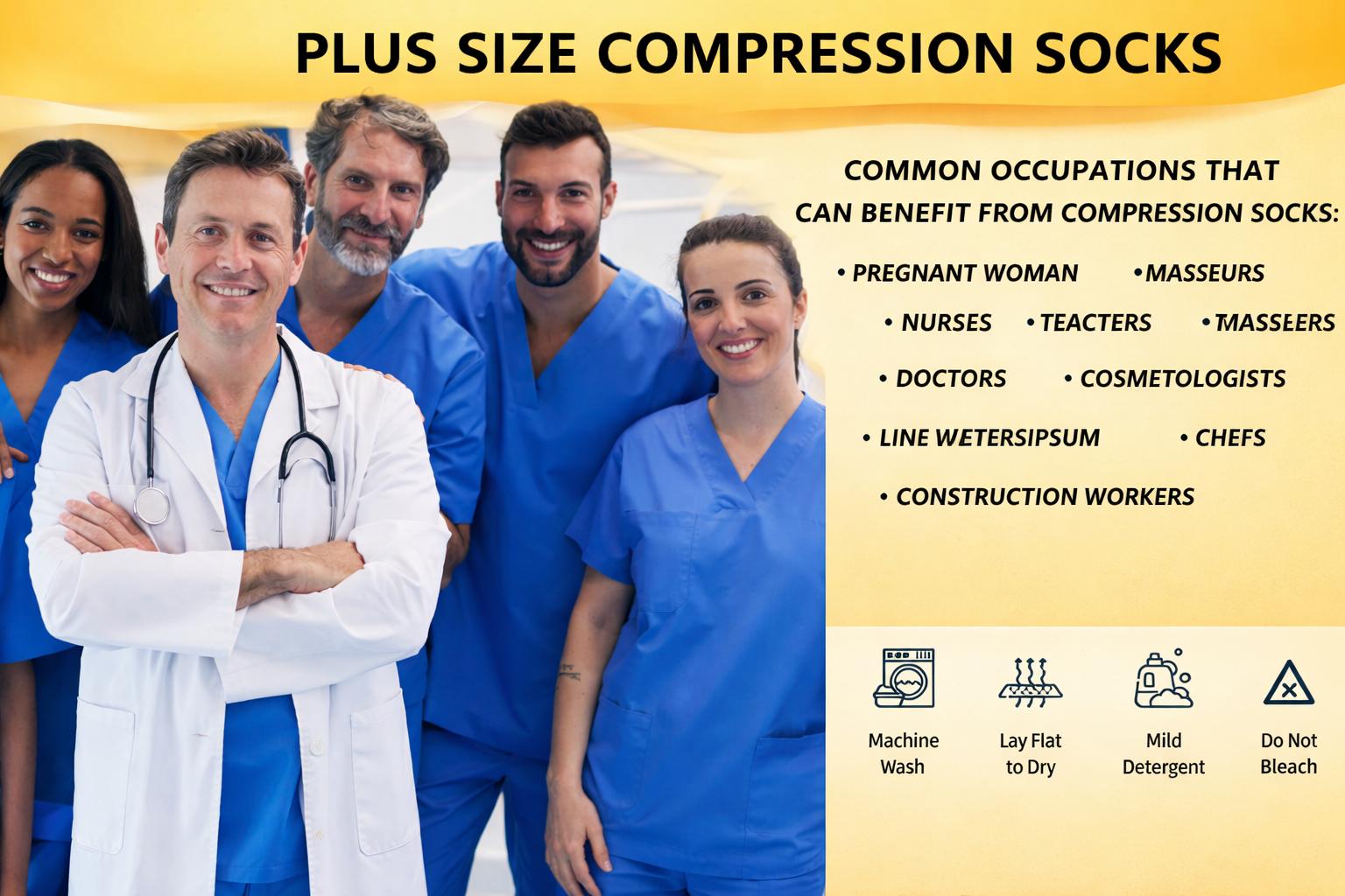 STANDWAY Plus Size Compression Socks -  15-20mmgh Extra Wide Calf For Men & Women Breathable and non-sticky, promotes blood circulation and prevents calf fatigue, suitable for healthcare, running, and various other sports.