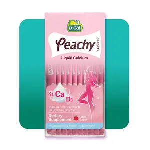 D-Cal Peachy Liquid Calcium Supplement, Apple Flavor Liquid Sachets for Prenatal, Postnatal, & Women’s Bone Health Support, High Absorption Calcium Citrate with Vitamin D3, Vitamin K2 Fast-Absorbing Antacid Relief, 20 ct