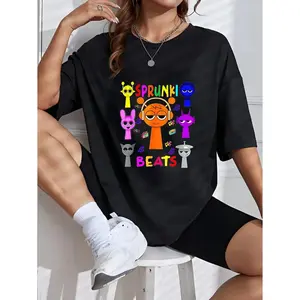 Casual T-shirt Sprunki Beats Funny Sprunki team Sprunki Game 100% Cotton T-Shirt For Woman Man Unisex