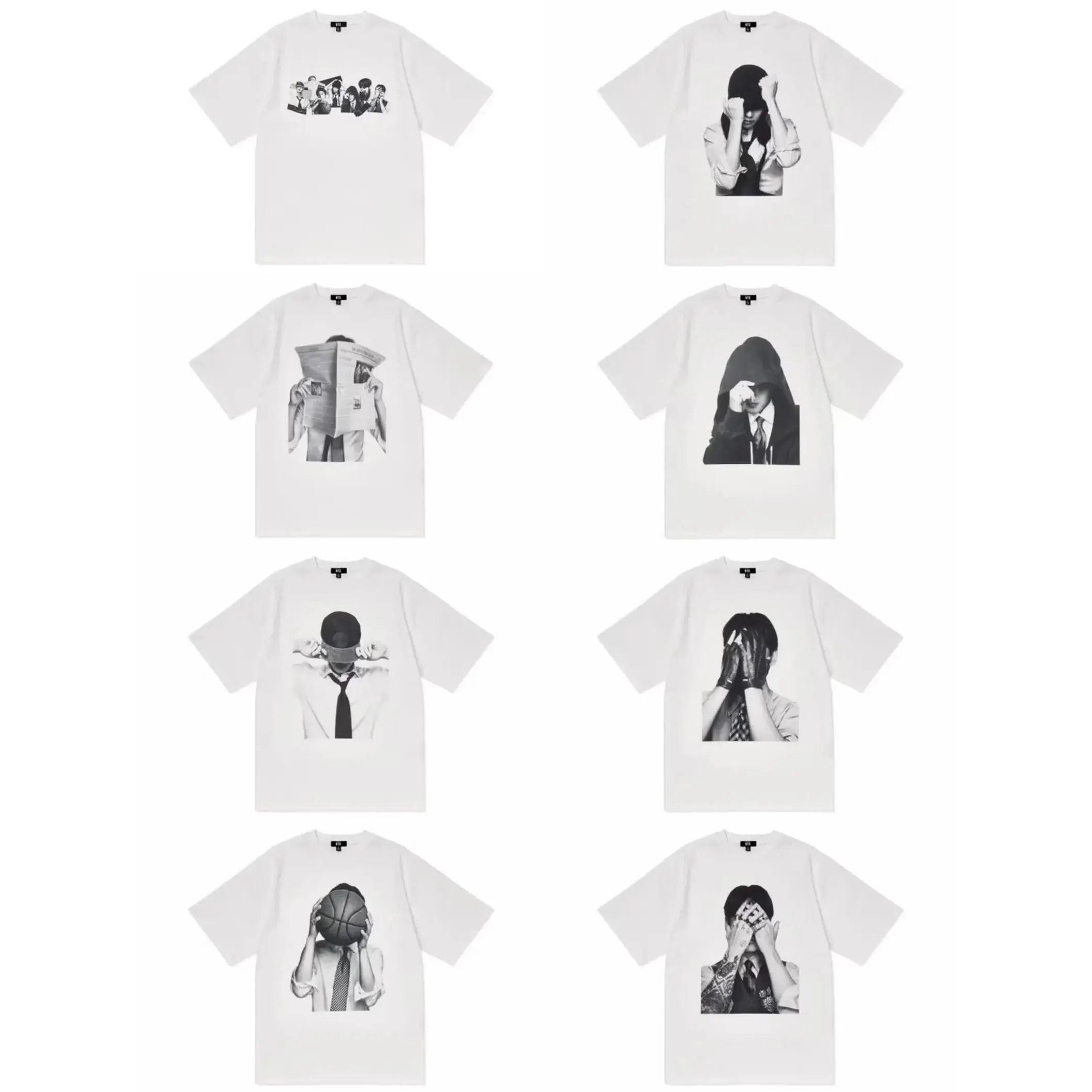 Men's Short-Sleeve Round Neck Unisex Vintage Kpop-Inspired Graphic T-Shirt - Retro Black White Streetwear Top, Baseball-Vibe Gift, Shortsleeve