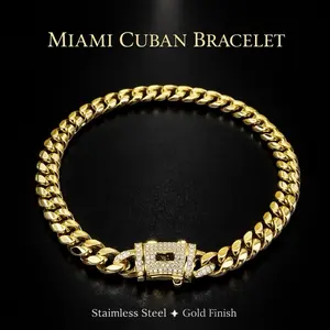 【Bracelet】Gold Tone Cuban Link Style Bracelet 6" - 8.5" 8mm/12mm Bracelet – Stainless Steel Hip Hop Fashion Jewelry