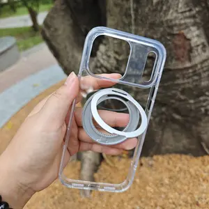 360° Magnetic Rotating Stand Clear Phone Case, 2600 Magnetic Force, Shockproof Transparent TPU+PC Protective Cover, Compatible with iPhone 13/14/15/16/17 Series