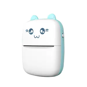 FungLam Inkless Sticker Printer Mini Pocket Thermal Printer with 13 Rolls of Thermal Paper Compatible with iOS & Android for Photo Memo Notes Blue Portable Design
