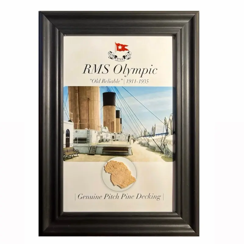RMS OLYMPIC Genuine DECKING ARTIFACT | 4x6in. Framed Relic w/ COA | White Star Line | Sister Ship of Titanic |