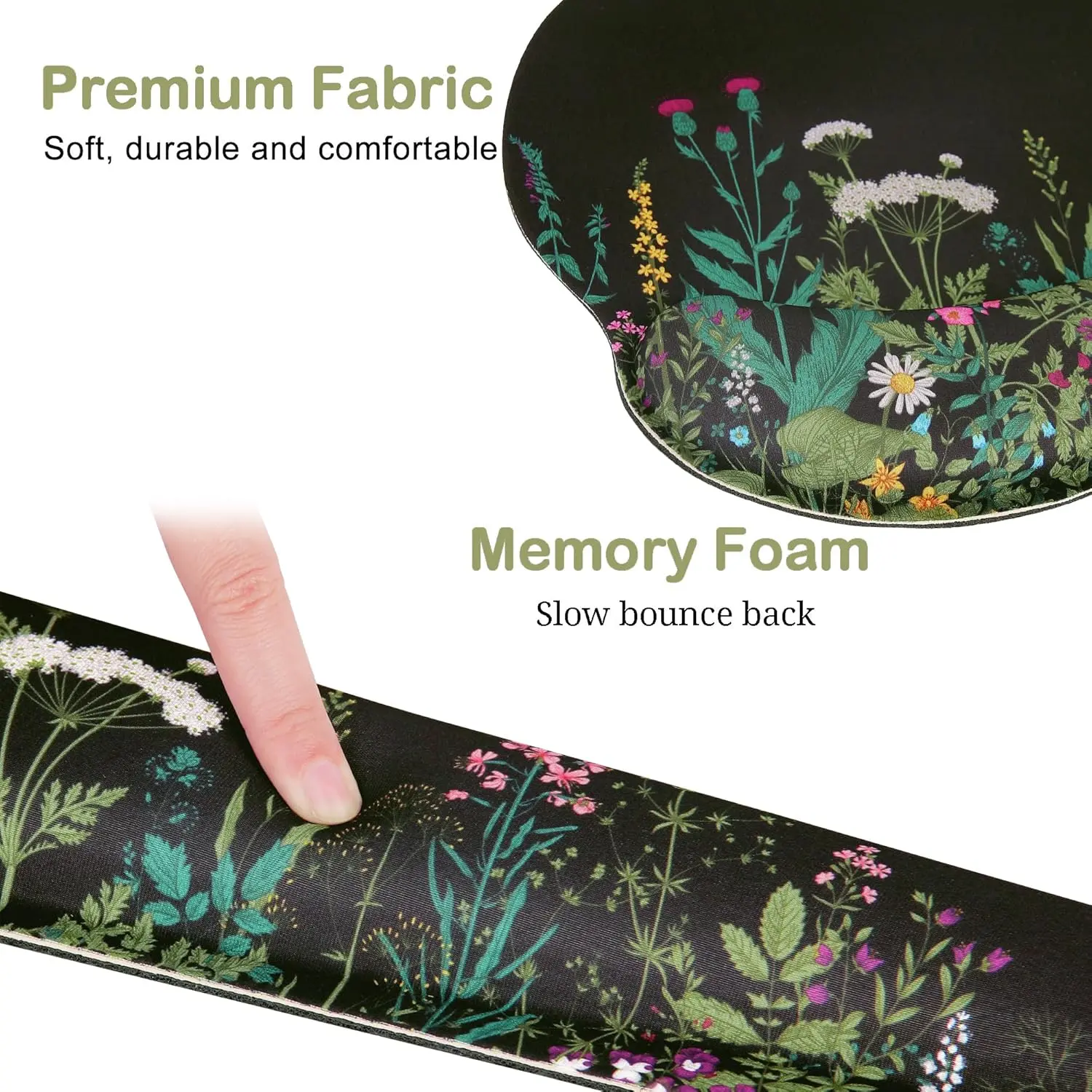 Ergonomic Mouse Pad with Wrist Rest & Keyboard Wrist Rest, Memory Foam Wrist Support for Easy Typing Pain Relief, Ideal for Gaming Office Laptop, Black Flower Ergonomic Mouse Pad with Wrist Rest & Keyboard Wrist Rest, Memory Foam Wrist Support for Easy Typing Pain Relief, Ideal for Gaming Office Laptop, Black Flower