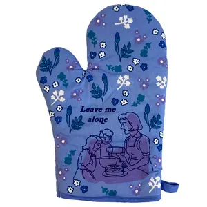 Leave Me Alone Oven Mitt Funny Family Baking Cookies Cake Graphic Novelty Kitchen Glove Funny Graphic Kitchenware Bakeware Funny Introvert  Novelty Cookware Blue