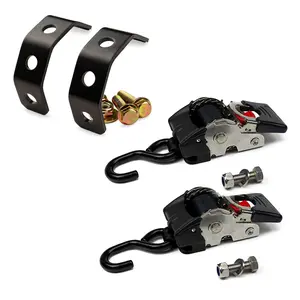 2" X 43” Bolt-On Retractable Ratchet Straps w/ Mounting Kit, Stainless-Steel - 4 Pieces