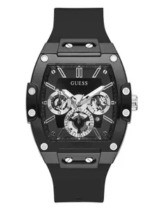 GUESS Male Black And Silver-Tone Multifunction Watch