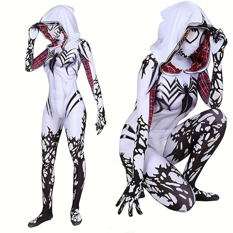 Spider Woman Gwen Stacy Anti-Venom Gwen Holiday Party Halloween Cosplay Costume, High Elastic Bodysuit, Amazing Bodysuit, Christmas, Halloween Gift Superhero Dress Womenswear Clothes White