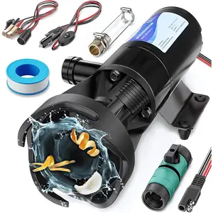 RV Macerator Pump 12V 12 GPM Lift 10FT Suction 3.2FT 43.5PSI, Portable  Water Pump, Quick Release Sewage Manual Crushing Function for RV Yacht Bathroom Kitchen Univeral Use