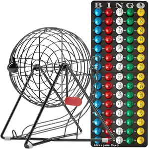 11" (Inch) Tall Professional Bingo Set with Steel Bingo Cage, Everlasting 7/8” Bingo Balls, Master Board for Bingo Balls - Mysterious Black Color