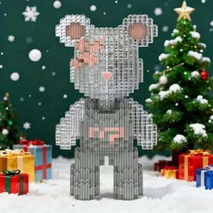 Transparent Backpack Lucky Bear Teddy Bear 3D Puzzle Building Blocks Decoration, Home Office Bookshelf Decor, Party Tabletop Display, Ideal Gift