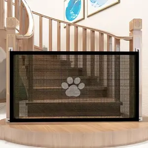 🐾 Cute Paw Print Design | 1 Pc Portable Pet Fence | Indoor Black Mesh Dog Gate For Doorways Portable Puppy Fence Portable Puppy Pen