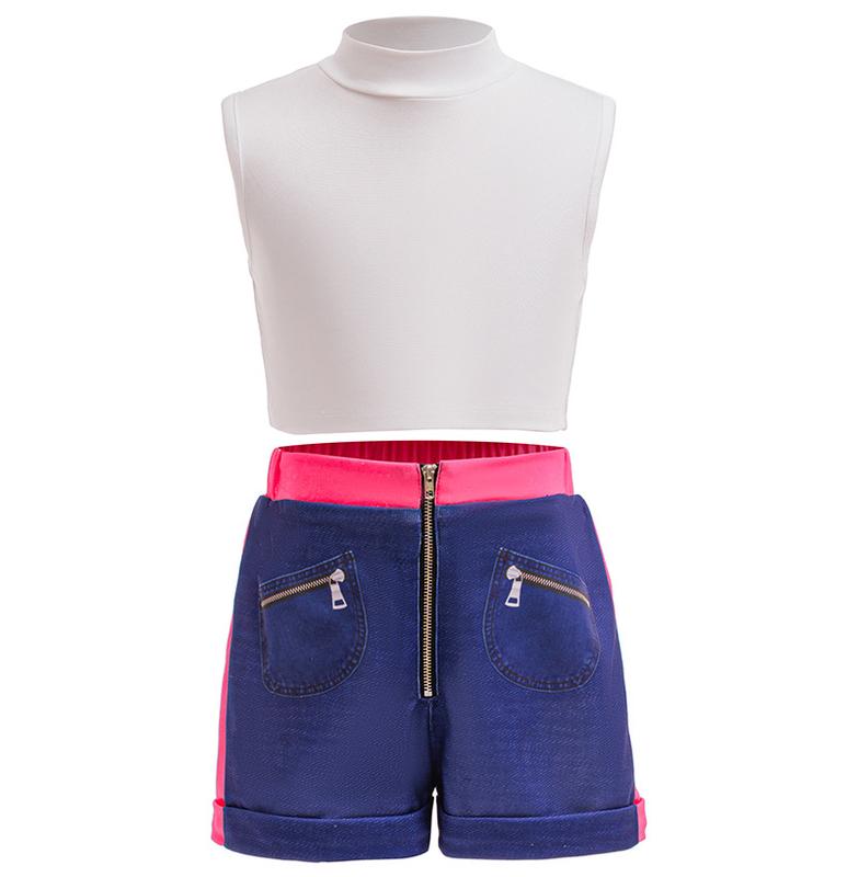 【Christmas gifts】K-Pop Rumi Girls' Costume Set, Halloween Role Play, Character-Based Crop Top, All Seasons Fitted Kint Fabric, Moderate Thickness