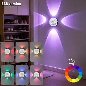 2/4pcs Human Sensor Wall Light | Motion Sensor LED Stairs Lamp, 3Colors/RGB Adjustable, USB Rechargeable, Auto On/Off, Suitable for Bedroom, Room Decor Wall Light, Stairs, Corridor, Cabinet