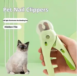 LED Pet Nail Clipper with Ergonomic Non-slip Handle Precise Cat & Dog Nail Trimmer for Safe Easy Grooming Essential Pet Care Supply Hidden File Medium Size