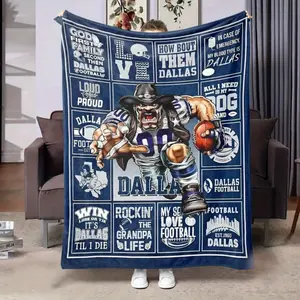 Football Blanket, Soft Warm Flannel Bedspread With Soccer Theme, Gift For Football Players & Fans Athletes & Soccer Enthusiasts, Machine Washable, Couch Sofa Bed Office Outdoor Use, Year-Round Comfortable