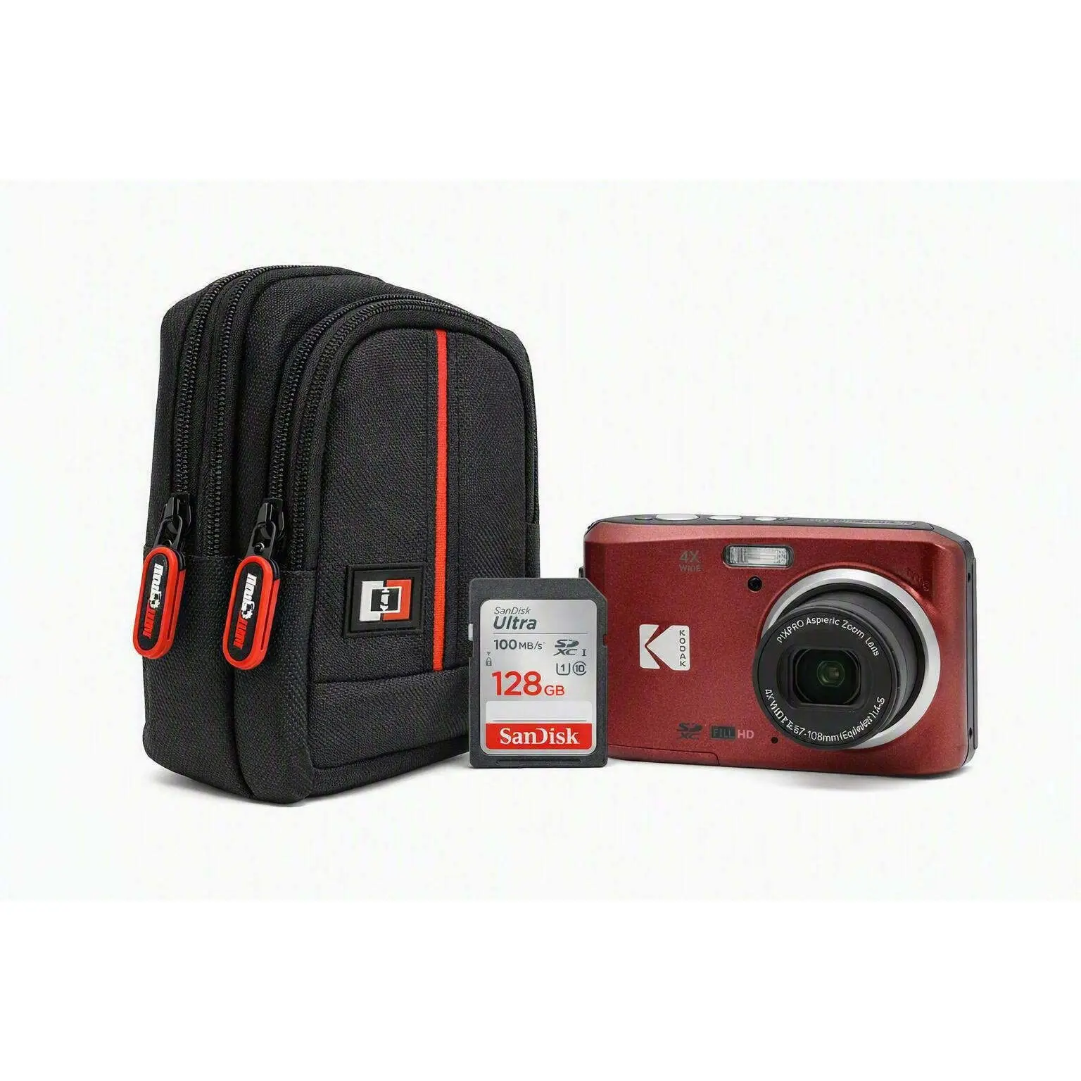 Kodak PIXPRO FZ45 16MP Digital Camera (Red) - 128GB Premium Photography Bundle with Memory Card