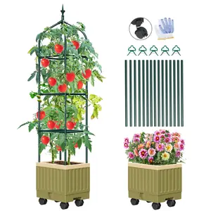 Raised Garden Bed Planter Box with Trellis, 71" Self-Watering Tomato Planter with Trellis for Climbing Vegetable and Plants, Tomato Cage Planters for Indoor Outdoor Patio Greenhouse Gardening (1Pack)