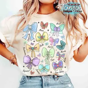 #Coquette Bows Watercolor Princess Shirt Aurora Ariel Belle Cinderella Tiana Shirt [Adult - Youth - Toddler], Outfit Summer 2026
