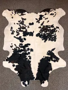Grade A Jumbo Natural Hide Cowhide Rug - 7+ ft Large, Hair-On Texture, Western Style, Ideal for Rustic Home Decor