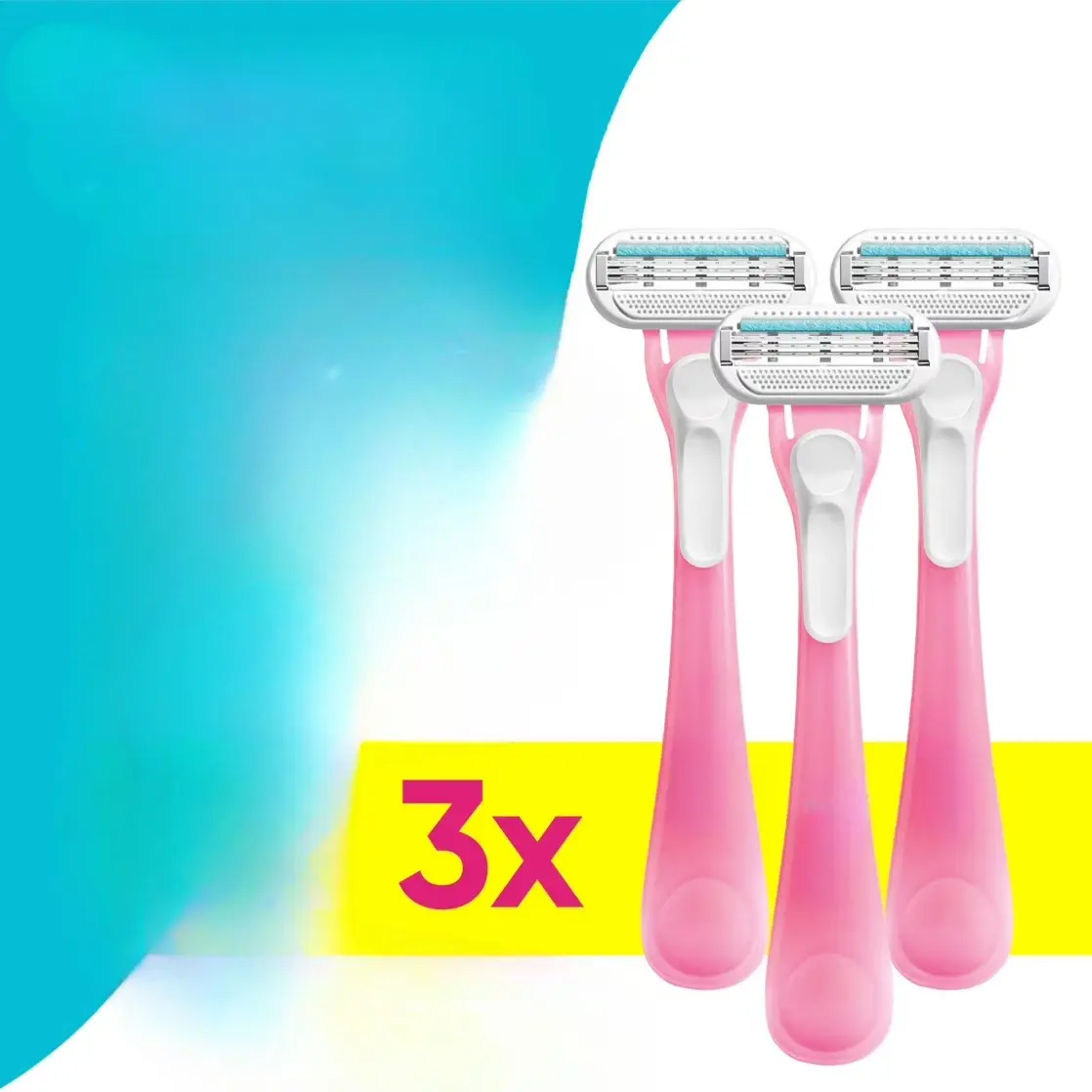 Sensitive Women's 3 Blade Disposable Razor, 3 count, Pink