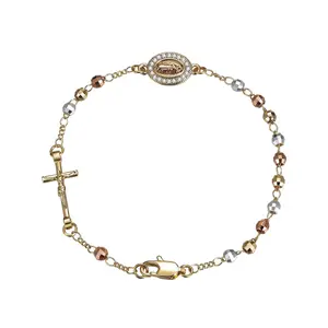 OIDEA Women's Virgin Mary Rosary Bracelet - Gold-Tone, Guadalupe Cross, Beaded Catholic Bracelet, Bracelets