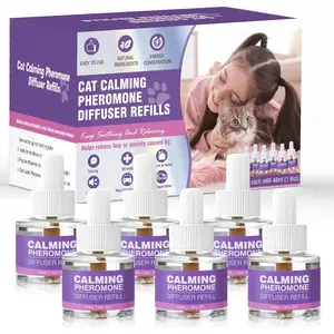 6 Pack 48ml Cat Pheromones Calming Diffuser Refill for Multicat Relieve Anxiety Stress Reduce Spraying Fighting Scratching Fit All Common Plug In Diffusers