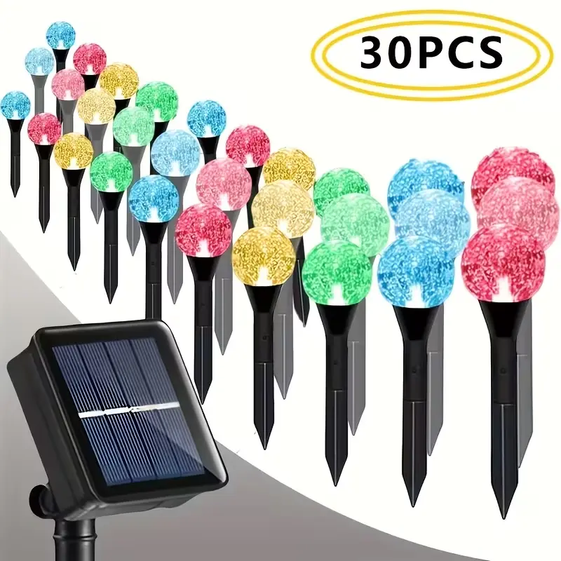 30/50 Beads Solar Ground Lights - Outdoor waterproof decorative lights, 8 flashing modes fairy lights, suitable for summer camping, garden paths, birthdays, parties, weddings and festival atmosphere decoration.