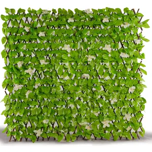 Expandable Wood Trellis 48"H x 18"W – Outdoor Privacy Screen & Garden Fence, Natural Decor