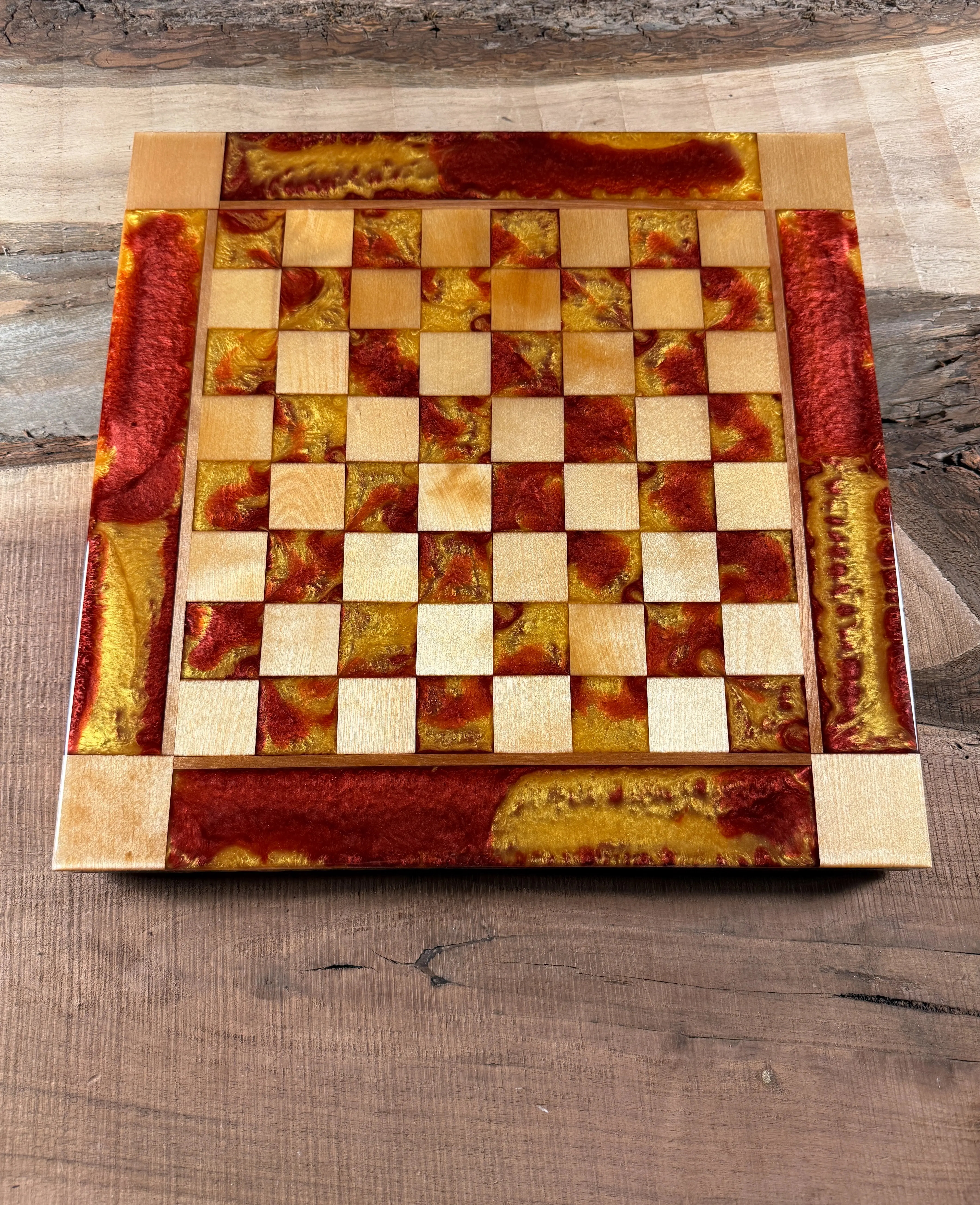 Golden Burgundy Maple Wood Chess/Checker Board