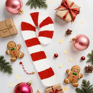 Candy Cane Christmas Plush Throw Pillows | Soft Decorative Cushions for Sofa & Bed