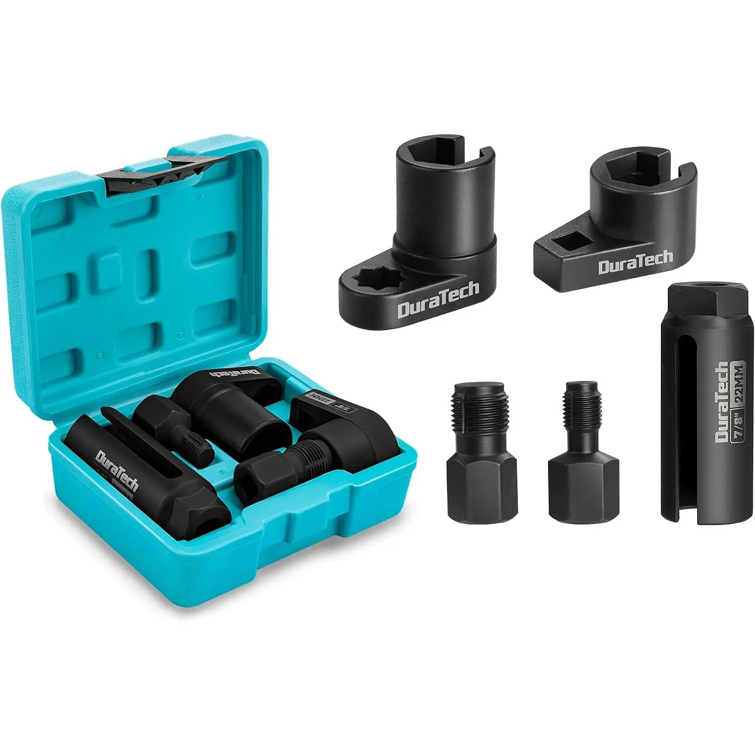 5PCS O2 Oxygen Sensor Socket Set | 3/8" & 1/2" Drive x 7/8" (22mm) O2 Sensor Sockets, Thread Chasers, Sensor Removal