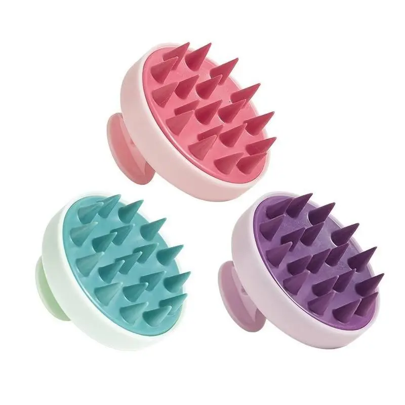 G.B.S Shampoo Scalp Massage Brush, Green, Pink and Purple - Scalp Scrubber, Exfoliate Hair - Remove Dandruff Relax Travel Friendly (Durable Material)