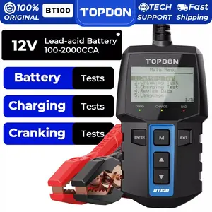 TOPDON BT100 Car Battery Tester 12V Load Tester, 100-2000 CCA Automotive Alternator Tester Digital Auto Battery Analyzer Charging Cranking System Tester for Car Truck Motorcycle ATV SUV Boat Yacht Charger