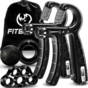 Hand Grip Strengthener Workout Kit (5 Pack) Forearm Grip Adjustable Resistance Hand Gripper, Finger Exerciser, Finger Stretcher, Grip Ring, Stress Relief Grip Ball For Atheletes springtok