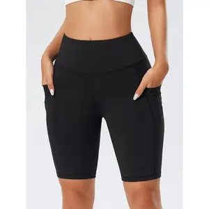 Women's High Waist Yoga Shorts with Side Pockets