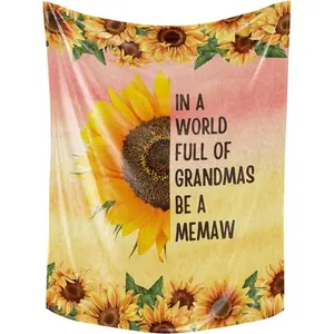 Flannel Blanket | Sunflower Flannel Throw Blanket Soft Warm Cozy, Memaw Gifts From Grandkids, Grandma Gifts For Christmas Mother's Day Birthday | Home & Gift
