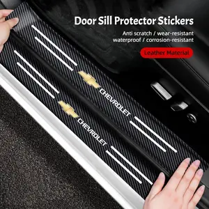 Carbon Fiber Car Door Sill Protector Stickers Accessories For Chevrolet Corvette Montana TrailBlazer Silverado Traverse Camaro Suburban Equinox Bolt Cruze Malibu Colorado Trax SS Spark Captiva Onix Spin Impala Cobalt