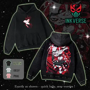 Angel x Husk  Hazbin Hotel Wash T-Shirt,Hoodie,Sweatshirt Hazbin Washed Shirt, Comic Shirt, TV Show Shirt graphic tees Menswear Top Cotton Fabric lover streetwear
