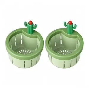2-Piece Cactus Kitchen Sink Drain Filter, Automatic Dump Basket, Multi-Functional Trash Collection Filter, Elevating Basket, Kitchen Sink Strainer