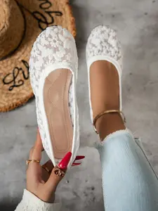 Women's Casual Flat Shoes, Fashion Lace Ballet Style, One Strap Mesh Sneakers, Outdoor Leisure, Breathable Lazy Shoes, All Seasons, Breathable Summer Shoes